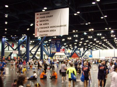 Inside the GRB Convention Center after the race