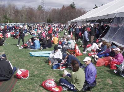 Athletes Village for Wave 2 runners in Hopkinton