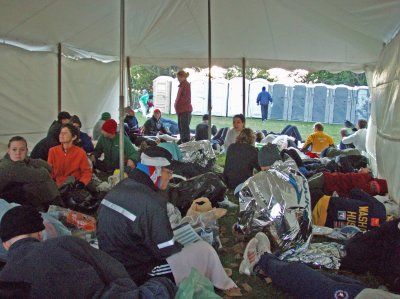 Tents provided a little protection from the wind