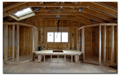 As of 10/23/07 Killer shower on left and toilet and sink on right. Will all be covered in stone and feel cave like when done