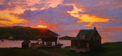 25. Sunset, Monhegan Harbor 22 x 48