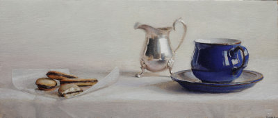 2. Still Life with Cookies and Blue Cup 8 x 19