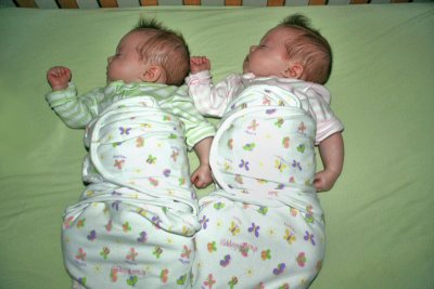 The Twins practicing synchronized sleeping