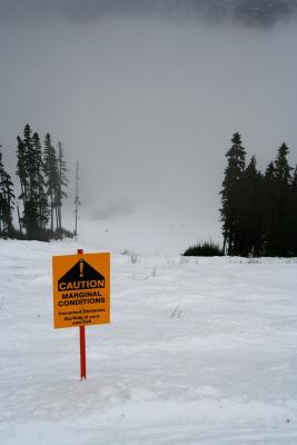 Marginal Conditions.  No skier.