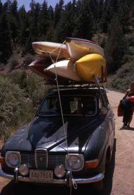 SAAB 95 with kayaks, Browns Canyon 