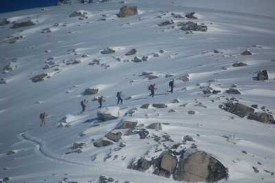 up through the boulder field