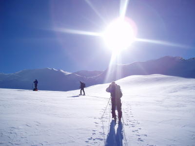more skiers and the sun