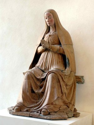 Ignoto, Madonna adorante, terracotta policroma, 1542