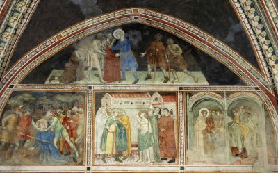 Castelvecchio Subequo, chiesa conventuale di San Francesco. Affreschi di scuola giottesca, seconda metà del secolo XIII: partico