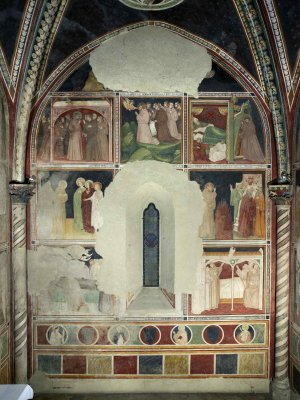 Castelvecchio Subequo, chiesa conventuale di San Francesco. Affreschi di scuola giottesca, seconda metà del secolo XIII