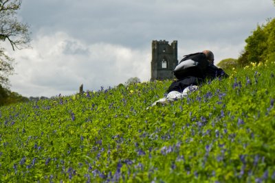 Colin getting up close with the Abbeys Blue bells