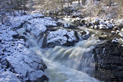 Falls of Feugh covered in snow