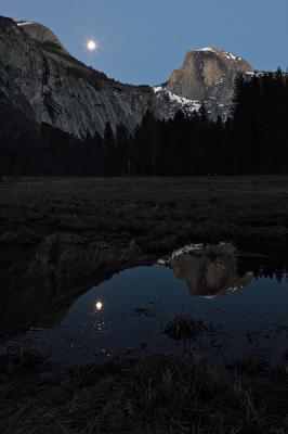 Half Dome and Moon Rise