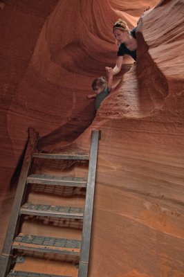 Coming down the ladder in Lower Antelope