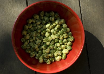 red bowl with peas