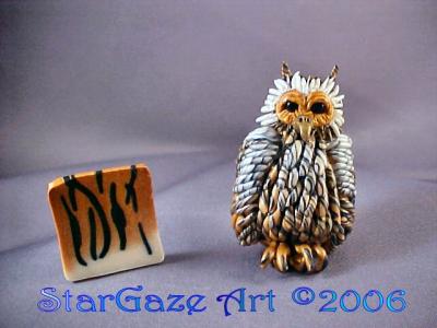 TIger Cane Scrap Owl - made from cane ends