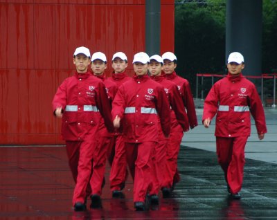 On duty in the rain