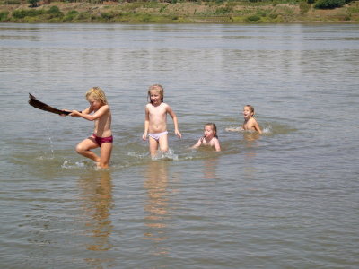 Playing in the Nile at Nuri