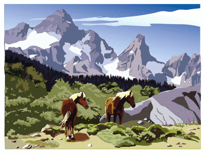 Horses in the Tetons