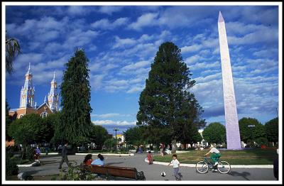 Town of Castro, cathedral, Obelisk and plaza.