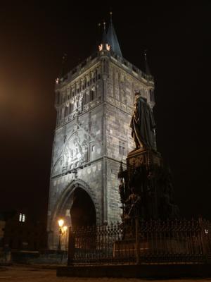 Charles Statue and bridge tower