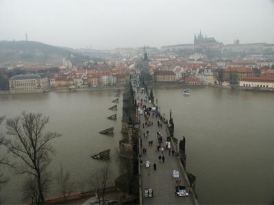 Charles Bridge and the Vltava River - view from the Old Town Tower