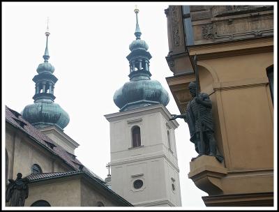 St. Nicholas Church and stutues on nearby buildings
