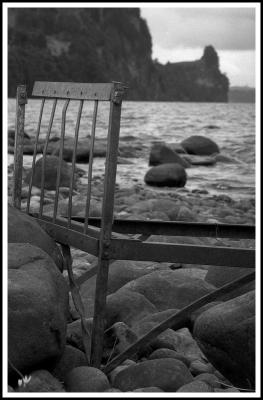 Lonely bed by Lake Puyehue