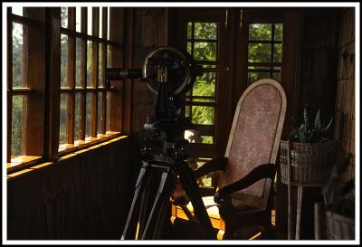 Frutillar Museum - Brass theodolite and chair