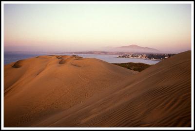 Dunes with Pacific Ocean and Town of Con Con in the Distance