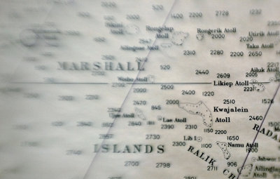 Kwajalein Atoll on old sounding chart.