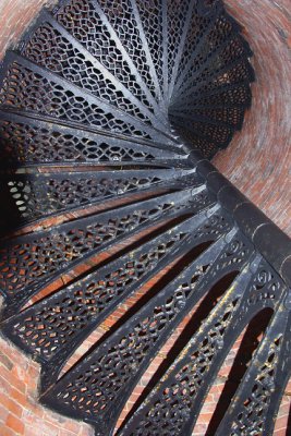 Lighthouse stairs, spiraling upward.