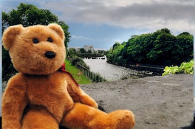 Sitting on the Salmon Weir Bridge with the Corrib flowing downstream 