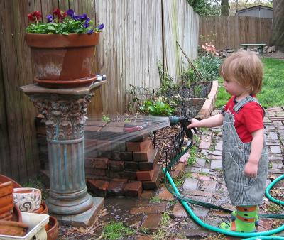 Watering the flowers... sort of!