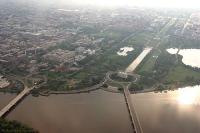 Vista Aerea de la Ciudad, en Primer Plano el National Mall