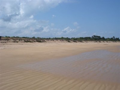 Low tide, a few croc's use this beach as well as us