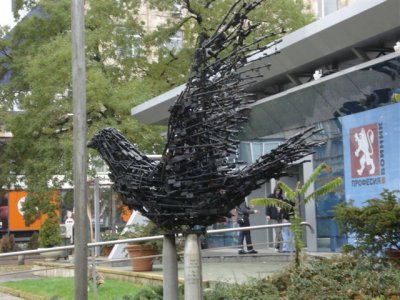 Peace Bird  made from AK47s.JPG