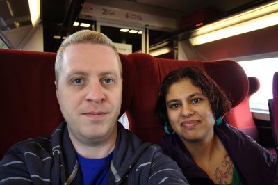 Reeta and I in the Thalys to Brussels