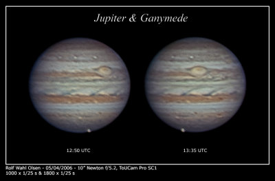 Jupiter rotation and Ganymede surface details