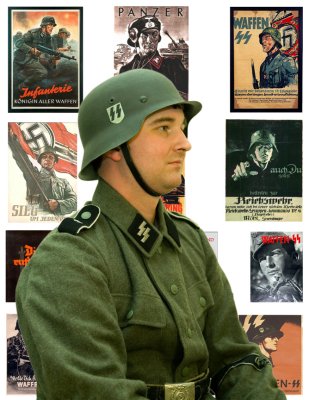 World War II Reenactor Against Poster Background