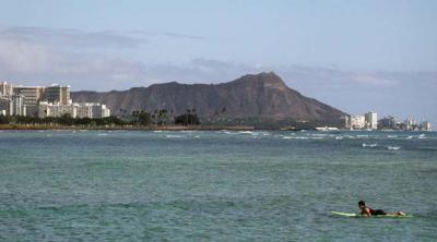 Diamond Head with Surfer