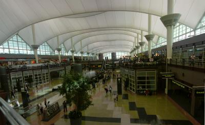 Inside the main terminal building. Two pictures stitched