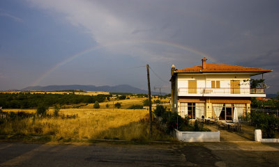 Rainbow after heavy rainshower in Milia