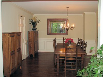 Dining Room Table, 8 Ladderback Chairs & 2 Jelly Cabinets