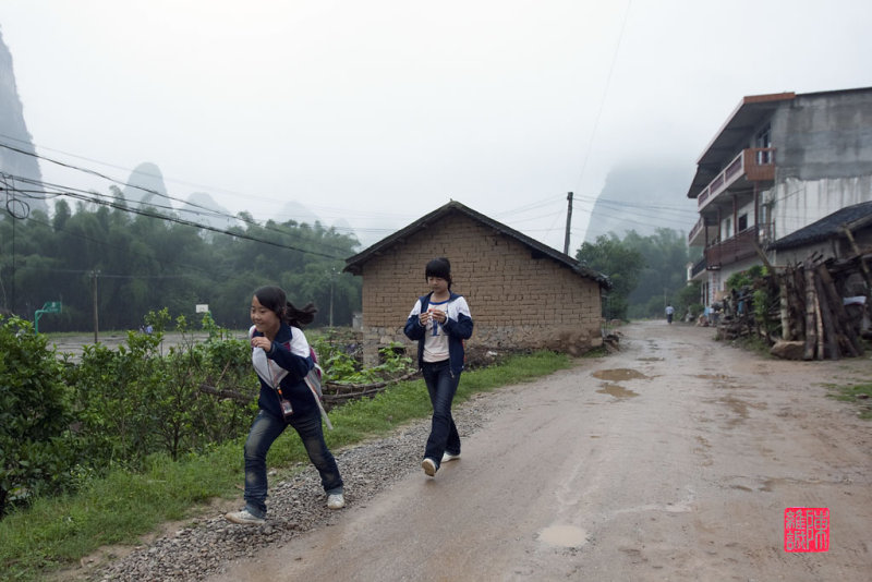 Going to school in the morning in Xingping. 