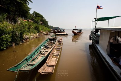 Boats on the Khong river, Laos