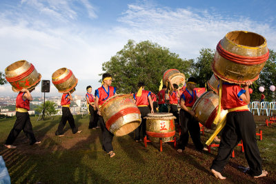 Drummer getting into position