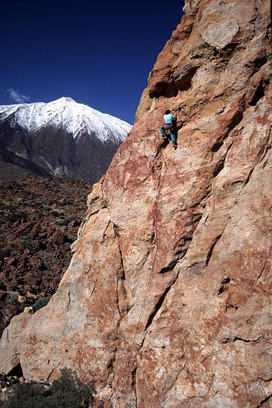 Climbing under the volcano of El Tiede, Tenerife