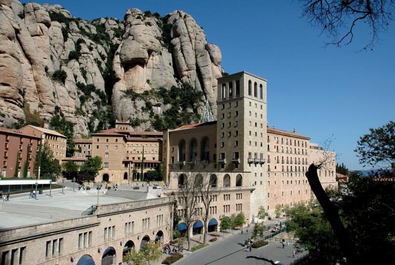 A wide view of Montserrat monastry in its fine setting