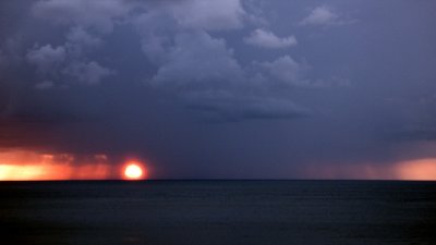 Sunset behind a storm